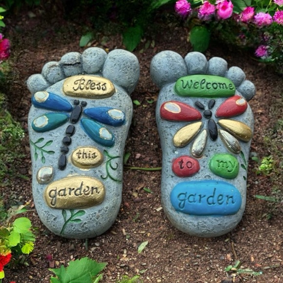 Hand Crafted Other - A Pair of Garden Stone Feet to Enhance Your Garden